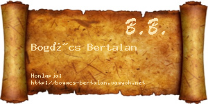 Bogács Bertalan névjegykártya